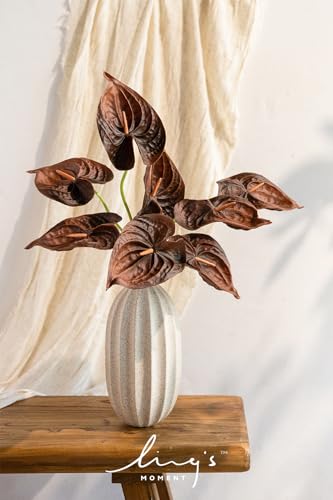 Ling's moment Anthurium Artificial Flowers, 8pcs Faux Anthurium Stems, PU Foam Greenery Plant for DIY Wedding Bouquets Cen...