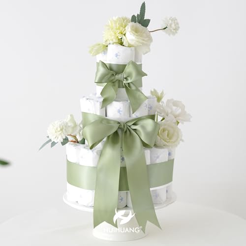 HUIHUANG Sage Green Ribbon 2 inch Double Face Green Satin Ribbon for Flower Bouquet Wrap, Dusty Sage Silk Satin Ribbons fo...