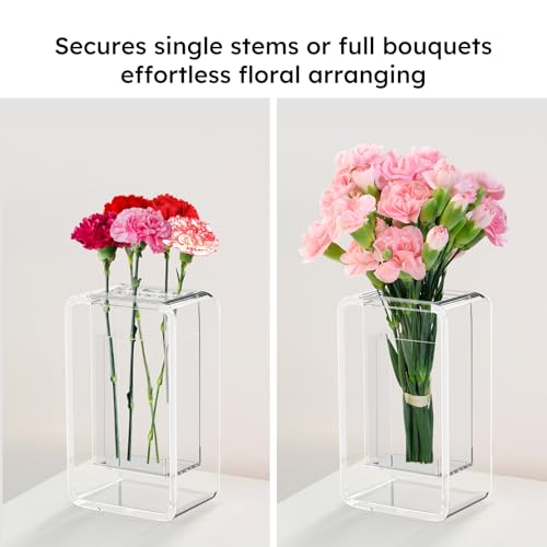 AITEE Clear Vase for Flowers,Acrylic Flower Vases for Centerpieces,Unique 7.87Inch Tall Floating Modern Home Desk Decorati...