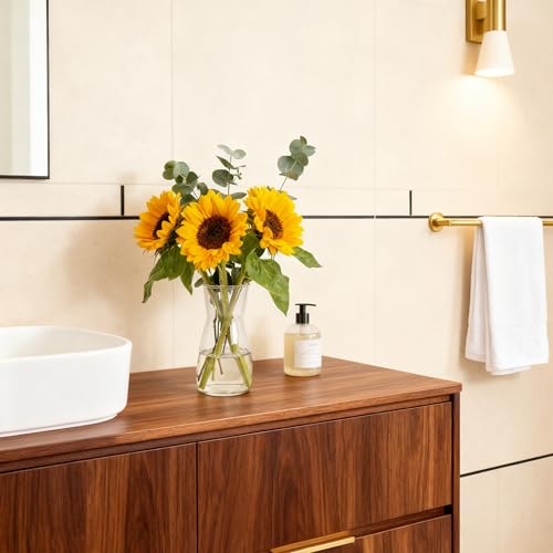 Der Rose 8 inch Clear Glass Flower Vases for Flower Bouquet Decoration Home Centerpiece Wedding Decor Gift