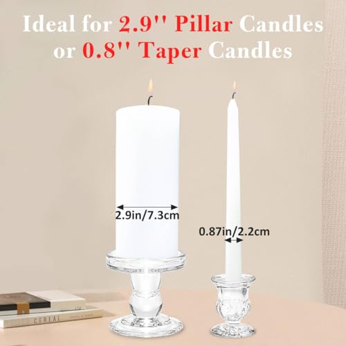 Unity Candle Holder - Glass Candle Holders for Pillar Candles Taper Candles, Glass Candlestick Holders Set of 3, Decorativ...