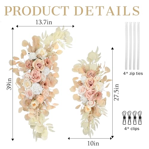 Ting's time Wedding Arch Flowers Artificial Silk Large Flower Swag Boho Styles Reception Backdrop Floral Decor for Wedding...