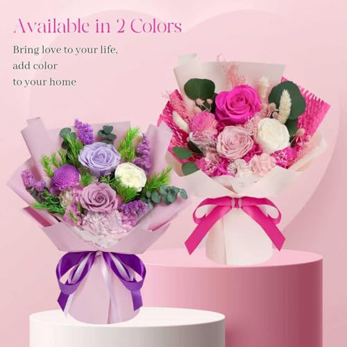 Preserved Flowers Bouquet - Birthday Gifts for Women, Real Flowers for Delivery Prime, Long-Lasting Eternal Rose for Her o...
