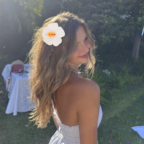 Exacoo 8pcs Hawaiian Flower Hair Clips Hibiscus Hair Clip For Women Tropical Plumeria hair Clips for Beach Vacation Summer...