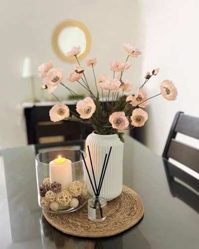 IPOPU Artificial Poppy Silk Flowers 6pcs Poppy Flowers Artificial Realistic Faux Flowers for Vase for Home Decor Indoor fo...