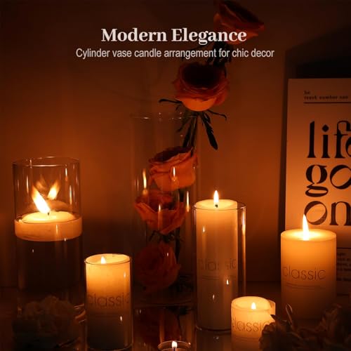 TBWIND 16 Pack Glass Cylinder Vases 4, 6, 8, 10 Inch Tall Clear Flower Vases for Table Centerpieces Wedding Decoration, Hu...