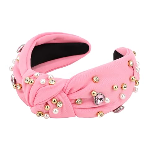 Esitrormi Valentines Wide Headbands for Women Pink Knot Headband Fashion Pearl Headband Valentine Hair Accessories Girls V...