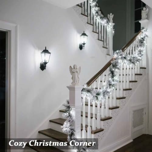 50 Counts Cool White LED Christmas Lights - 25ft Christmas Tree Lights Commercial Grade Outdoor Waterproof, White Wire Coo...