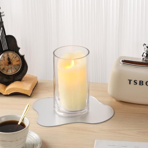 4" Wide 7" High Large Hand Blown Sturdy Clear Cylinder Glass Vase, Centerpiece Flower Vase for Rose, Tulip, Boquets, Hurri...