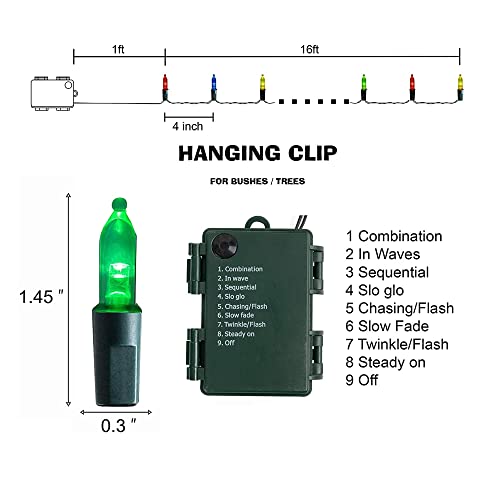 Dazzle Bright Christmas Mini String Lights, 4 Pack Total 64FT 200LED Batter Operated Waterproof Fairy Lights with 8 Modes ...