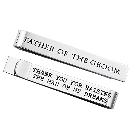 Father of the Bride and Groom Gifts - Wedding Tie Clips for Groomsmen From the Bride - Stainless Steel Tie Bars