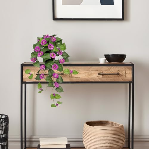 Briful Artificial Hanging Flowers in Pot 25.6" Faux Silk Morning Glory Flower Vine with Cascading Greenery Fake Hanging Pl...