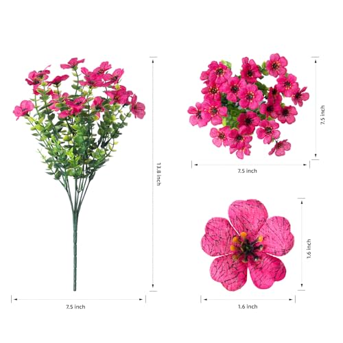 HyeFlora Artificial Flowers for Outdoor Indoor Garden Home Decoration, Faux Flower Daisy with Eucalyptus Leaves Fake Plant...