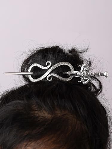 HAQUL Baphomet Head Hairpin, Viking Jewelry Clip Minimalist, Celtic Knot Hair Accessories for Women