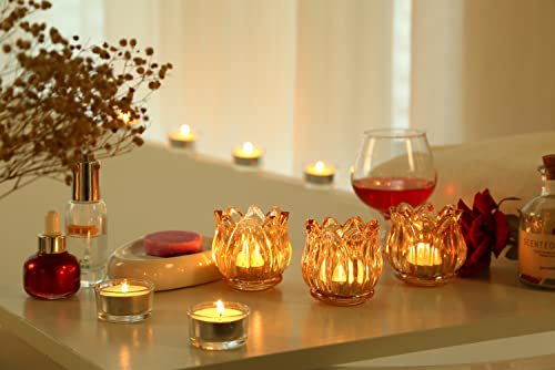 GOLDEAL 12Pcs Gold Votive Candle Holders, Thick Glass Tea Light Candle Holder Bulk, Tealight Candle Jars for Wedding Table...