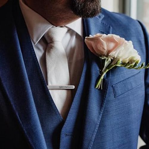 LADY & HOME Tie Clips for Men, Stainless Steel Tie Bars Gifts for Groom, Groomsmen, Father of Groom, Father of Bride, Brot...