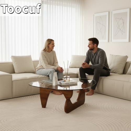 Modern Glass Coffee Table for Living Room, Small mid Century Coffee Table, Stylish Coffee Tables Suitable for Bedroom Livi...