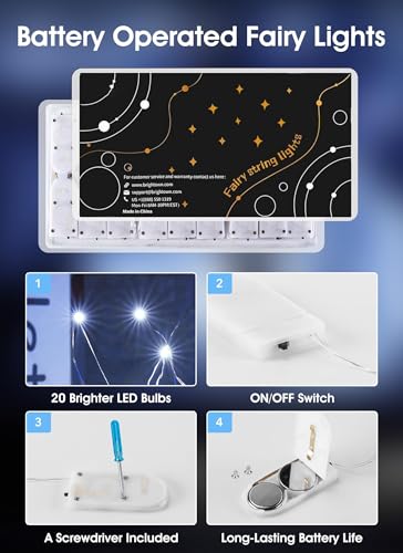 Brightown 12 Pack Led Fairy Lights Battery Operated String Lights Waterproof Silver Wire 7 Feet 20 Led Firefly Starry Moon...