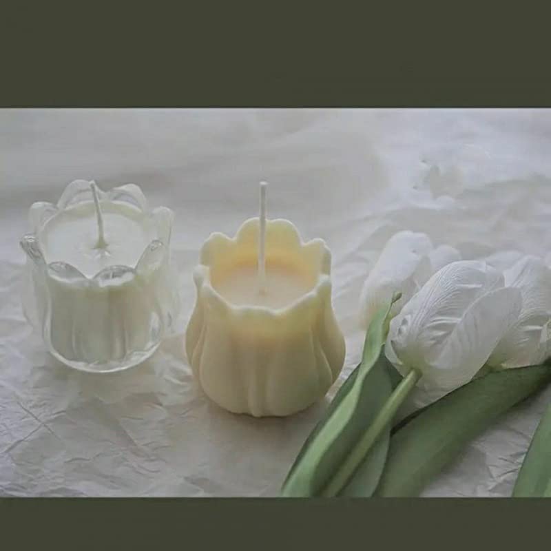 Tulip Shaped Glass Candle Holder Spring Flower Tealight Candle Holder Glass Tea Light Votive Candle Holders Candle Jars fo...