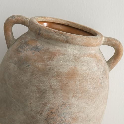 Dobbyby Ceramic Flower Vase 7.6 inch Farmhouse Rustic Vase Decorative Pottery Terracotta Vases for Home Decor Table Mantle...