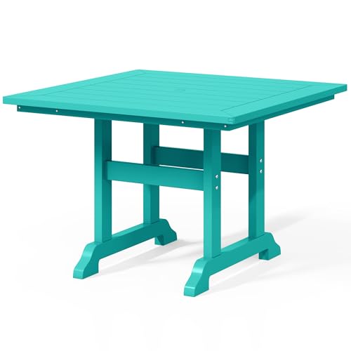 Costaelm Square Outdoor Dining Tables, 43'' Patio Table with Umbrella Hole for 4 Person, Balcony Outdoor Buffet Porch for ...