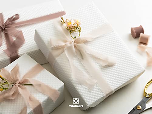 Vitalizart 1" x 27 Yd Chiffon Silk Ribbon Mixed Color Ribbons Set 3 Yd x 9 Rolls Fringe Fabric for Wedding Invitations Bri...