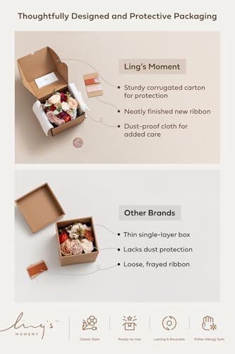 Ling's moment Artificial Bridesmaid Bouquets Set of 4,Boho Wedding Flower Bouquets White Beige Floral Bouquet Ivory Brides...