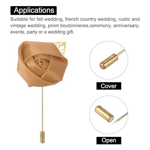 MECCANIXITY Groom Boutonnieres, Rose Boutonnieres Pins for Men Wedding Ceremony Anniversary Formal Dinner Party