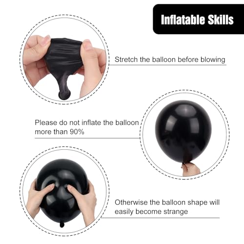 RUBFAC Black Balloons 65pcs, 12 Inch Party Balloon with Ribbons for Black History Month, Birthday, Wedding, Baby Shower, G...