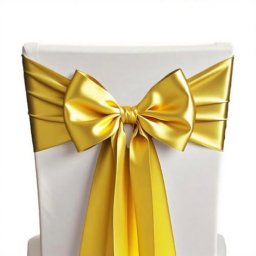 SINSSOWL 10 Pack Gold Table Runners 12 X 108 Inches Wedding Golden Satin Table Runner for Party Birthday Banquet Bridal Sh...