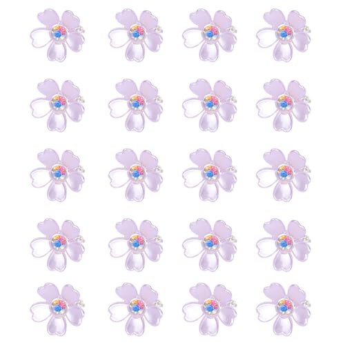 20 Pcs Small Mini Pearl Flower Hair Clips, Mini Purple Flower Claw Design Sweet Artificial Bangs Clips with Crystal, Decor...