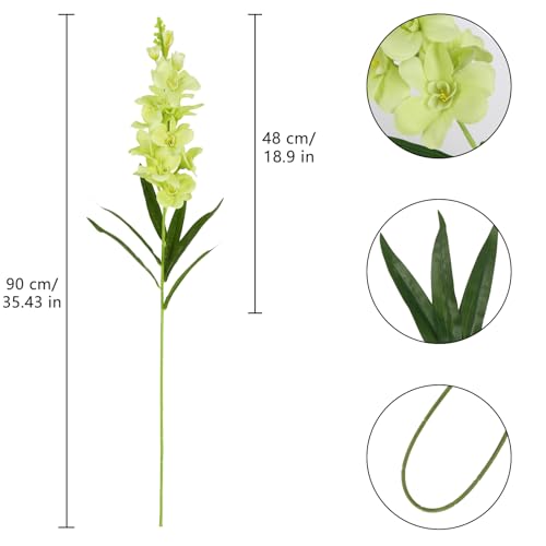 ICBOX 6PCS Delphinium Artificial Flowers 35.43'' Light Green Silk Flowers Faux Snapdragon with Stems for Wedding Bouquet H...