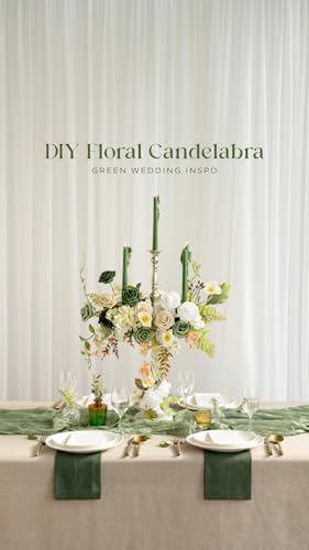 Ling's moment Flowers 25pcs Fake Gardenia Green Flowers Artificial Flowers with Stem, Fake Flower for DIY Wedding Decorati...