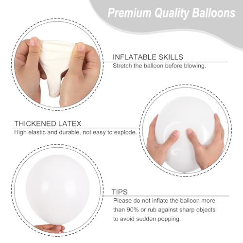 RUBFAC 135pcs White Balloons Different Sizes 18 12 10 5 Inch for Garland Arch, Latex Balloon for Wedding Birthday Party Ba...