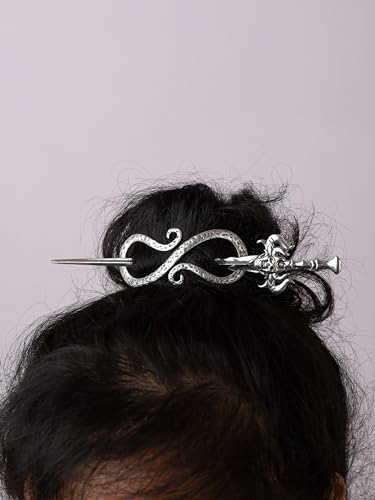 HAQUL Baphomet Head Hairpin, Viking Jewelry Clip Minimalist, Celtic Knot Hair Accessories for Women