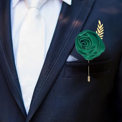 MECCANIXITY 6 Pcs Groom Boutonnieres Rose Boutonnieres Pins for Men Wedding Ceremony Anniversary Prom Formal Party, Beige(...