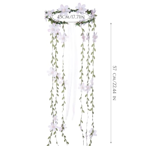 KorViSHOW Fairy Pink Flower Headpiece, Artificial Boho Daisy Floral Headband, Forest Woodland Vine Flower Crown for Women ...