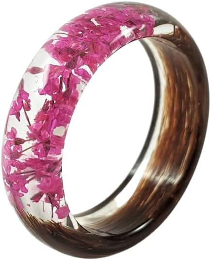 Lock of Hair Keepsake Ring with Pink Flowers Memorial Jewelry Mom Dad Nan Child Pet Loss Horse Custom Custom Resin Band
