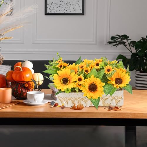 iHopGree Sunflowers Artificial Flowers Decorations, Artificial Plants Indoor, Sunflower Centerpiece Table Decorations for ...