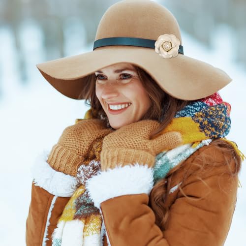 PATIKIL Flower Hair Clips, 2 Pack Camellia Hairpin Floral Brooches Pin Handmade Leather Flower Brooch for Lady Bridal Wome...