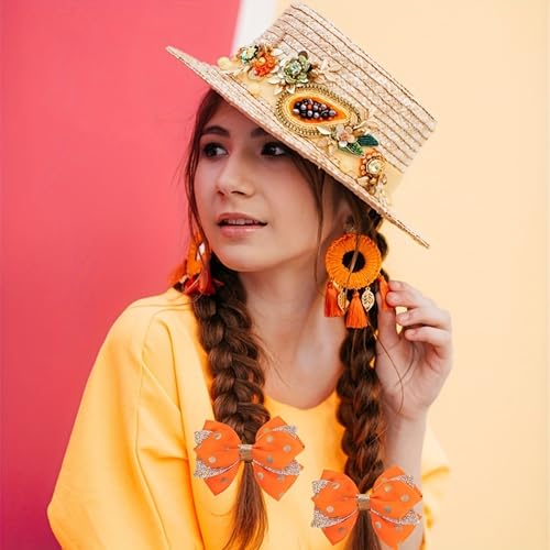 2PCS 4" Glitter Ribbon Hair Bow Clips Sparkly Sequins Alligator Barrettes Hairpin Girls Hair Bows Clips Hair Accessories T...