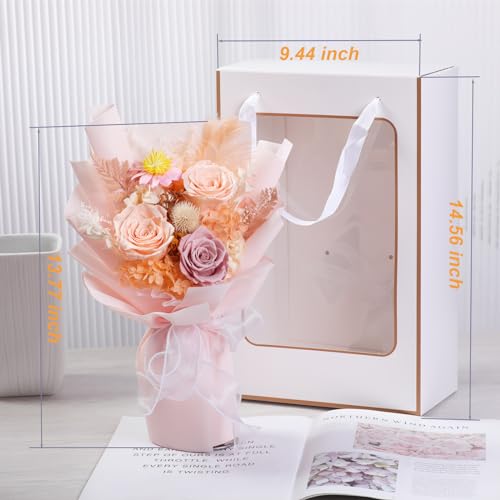 Lovenfold Preserved Flowers Bouquets for Delivery, Champagne Rose Bouquets that Last 1-3 Years, Birthday Gifts for Women M...