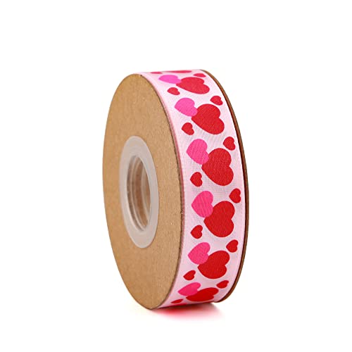 Meseey 10 Yards 5/8 Inch Valentine's Day Ribbons Pink and Red Heart Satin Ribbon for Wrapping Party DIY Craft Decoration