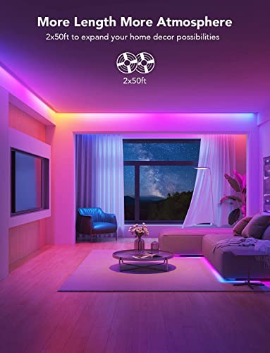 Govee 100ft RGBIC LED Strip Lights, Smart LED Lights Work with Alexa and Google Assistant, LED Lights for Bedroom WiFi App...