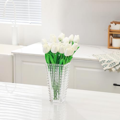 MCMCNCUIU Crystal Vase, Large Crystal Vases for Flowers, Clear Large Flower Vase, Modern Glass Vases for Living Room, Bedr...