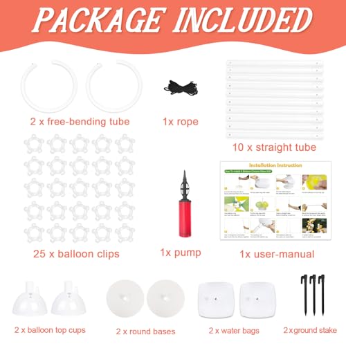OurWarm 8.2FT & 6FT Balloon Arch Stand, Free Bending Top Balloon Arch Kit, Half Arch Balloon Stand with Base for Floor, Ba...
