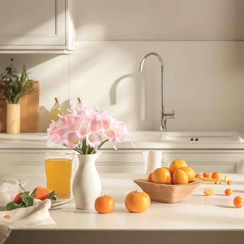 SITUMEIZI 24 PCS Pink Fake Flowers Artificial Calla Lily Silk Flowers Real Touch for Mother's Day Easter Home Kitchen Deco...