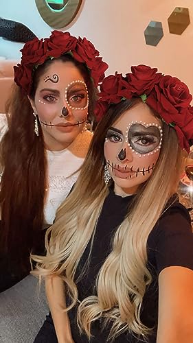 WOVOWOVO Rose Flower Crown Floral Headbands for Women Red Fake Roses Headband for Festival Halloween Cosplay Costume Party...
