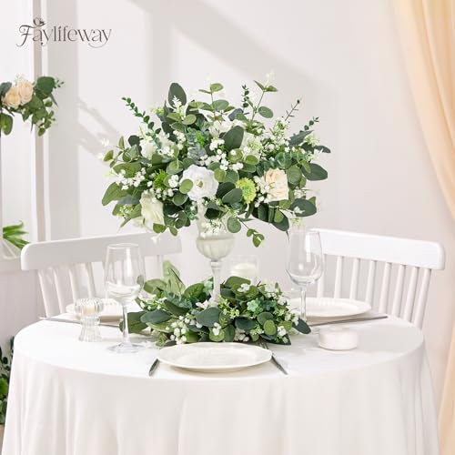 Faylifeway 120 Pcs 4 Kinds Mixed Eucalyptus Greenery Stems, Baby Breath Flowers Artificial Bulk and Greenery Stems for DIY...