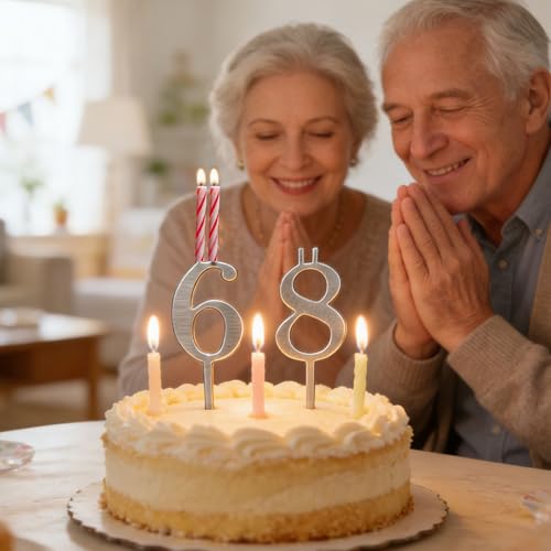 Reusable Number Birthday Candle Holder Set, Adjustable Candles Stand, Digital Birthday Cake Candle Holders Set, Party Cake...